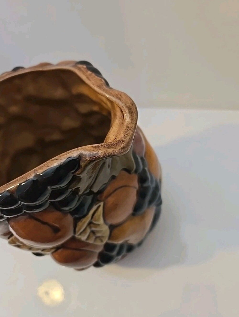 3D Fruit Ceramic Glazed Pitcher/Vase Hand Painted. By Majolica - Picture 8 of 11